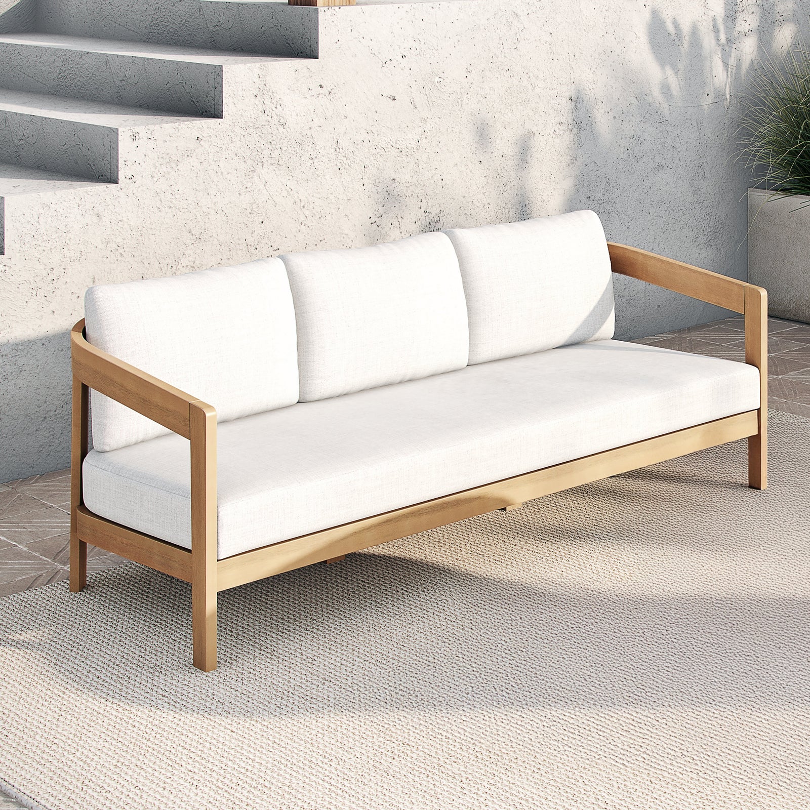 Wesley Patio Sofa, W/ White Cushions