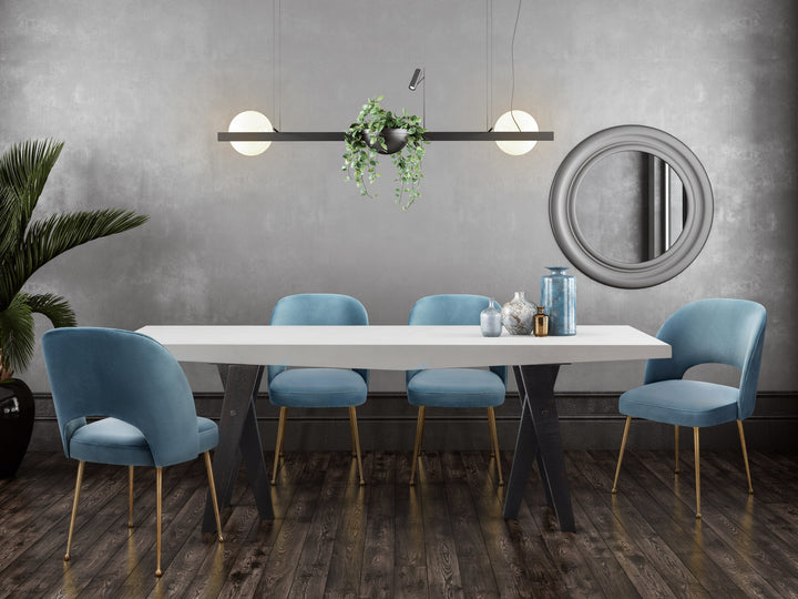 Swell Sea Blue Performance Velvet Dining Chair
