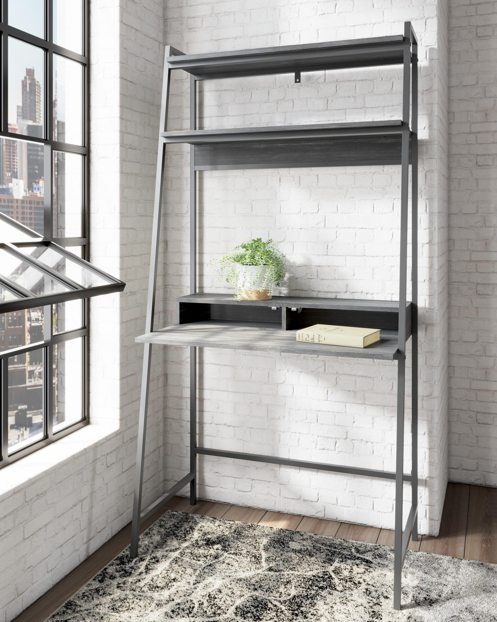 Yarlow 36" Home Office Desk with Shelf - Black (2)