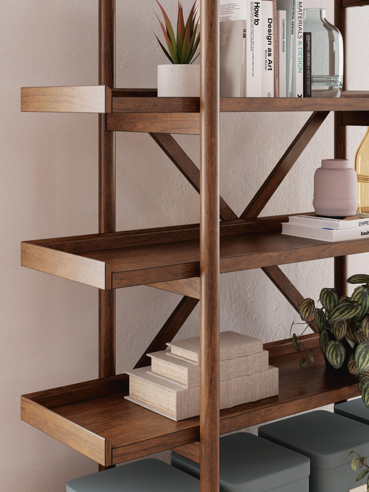 Lyncott 70" Bookcase - Dark Brown (9)