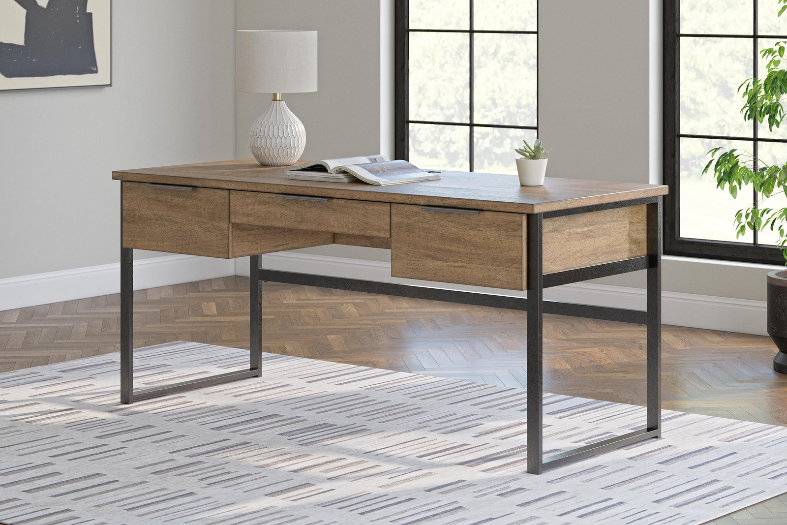 Montia 67" Home Office Desk - Light Brown (2)