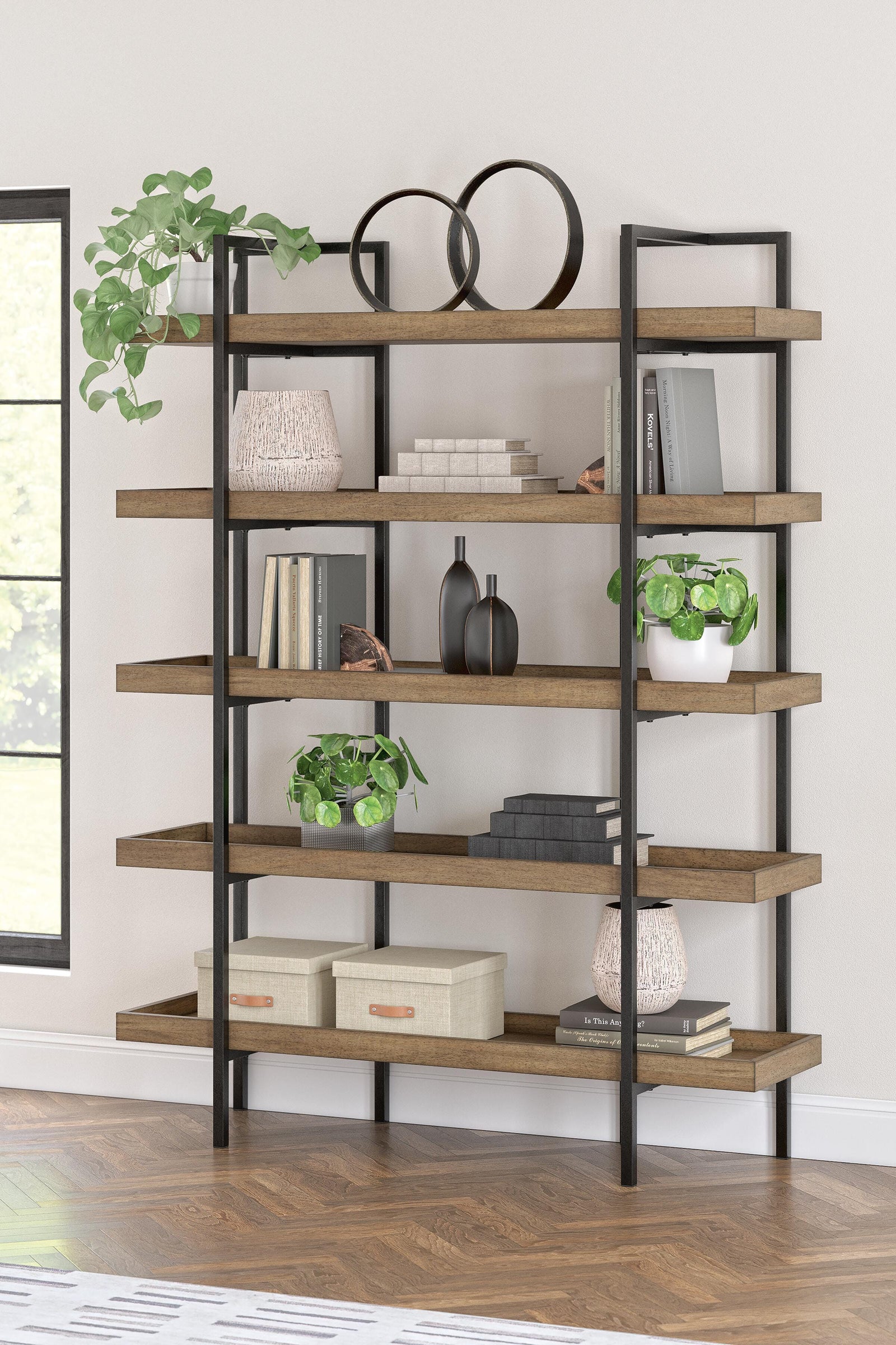 Montia 76" Bookcase - Light Brown (2)