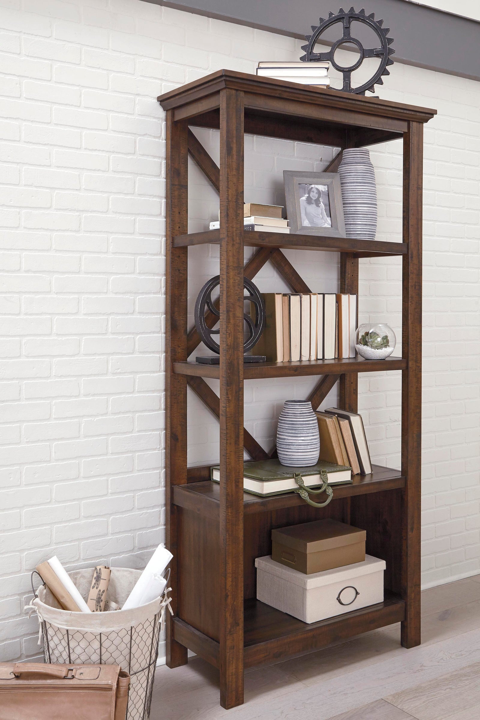 Baldridge 75" Bookcase - Dark Brown (1)