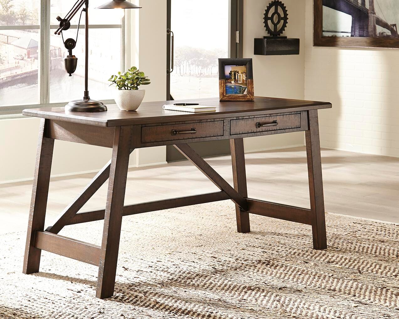 Baldridge Home Office Desk - Dark Brown (2)