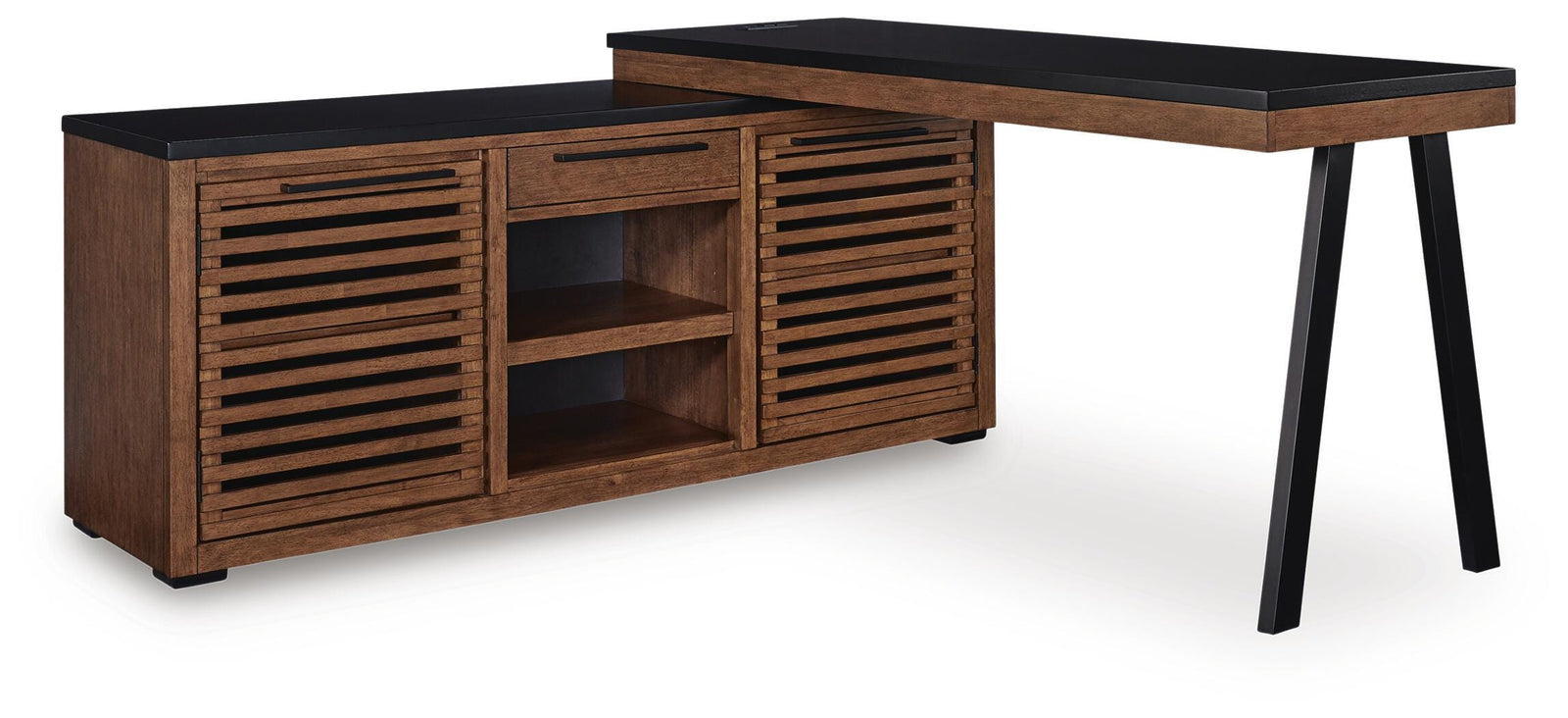 Kallari Credenza with Desk Return - Dark Brown (1)