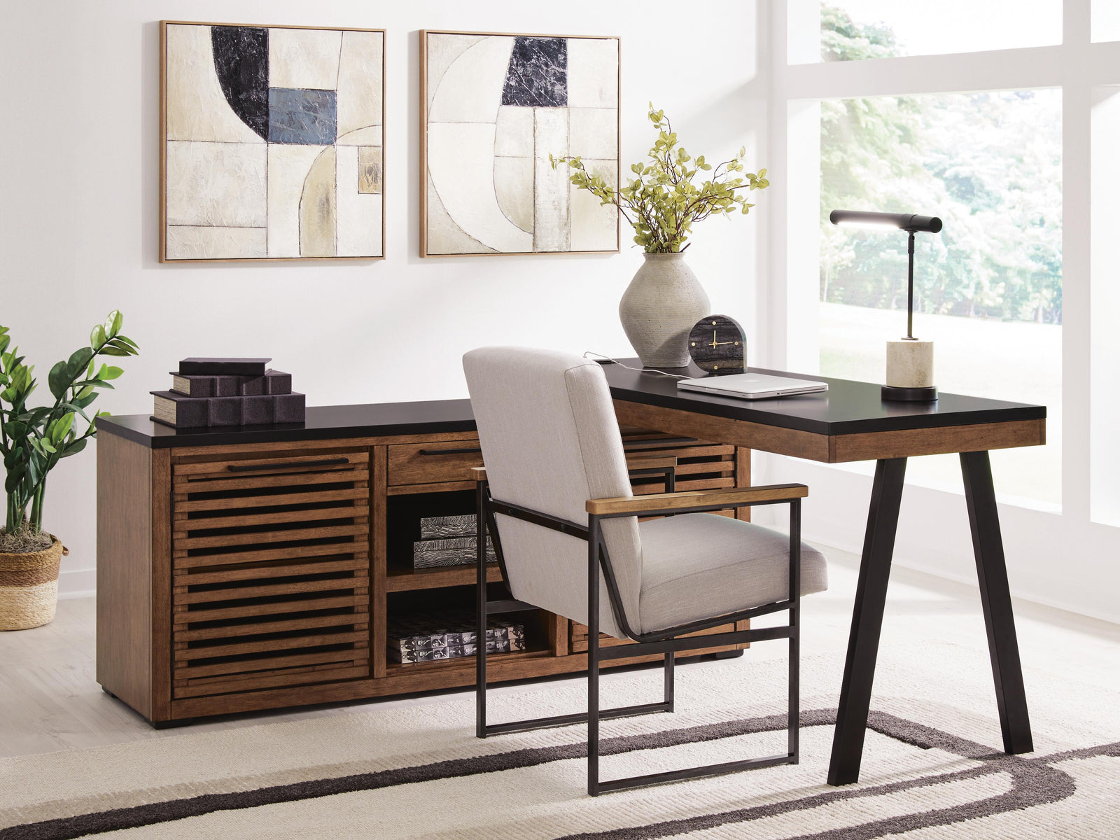 Kallari Credenza with Desk Return - Dark Brown (2)