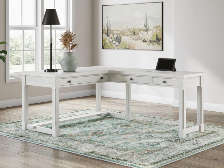 Robbinsdale L-Shaped Home Office Desk - White (2)