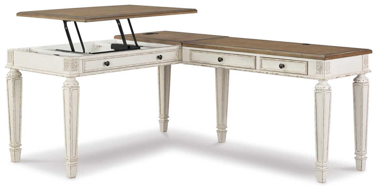 Realyn 2-Piece Home Office Lift Top Desk - White/Brown (1)