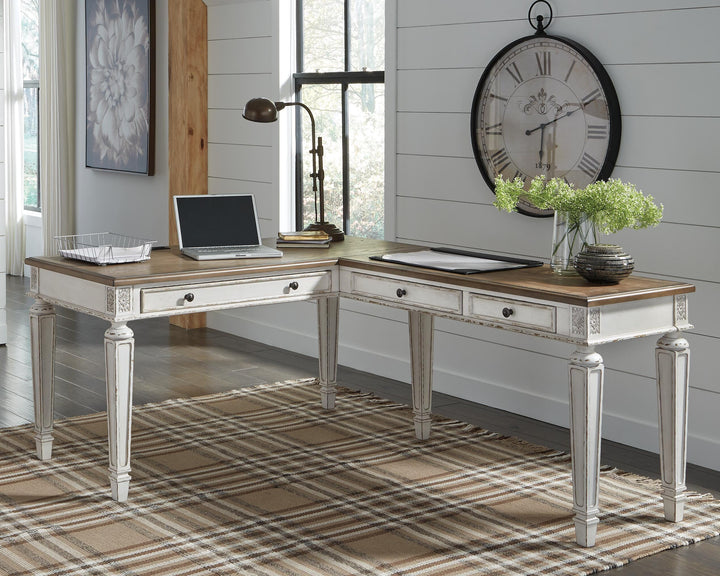 Realyn 2-Piece Home Office Desk - White/Brown (2)