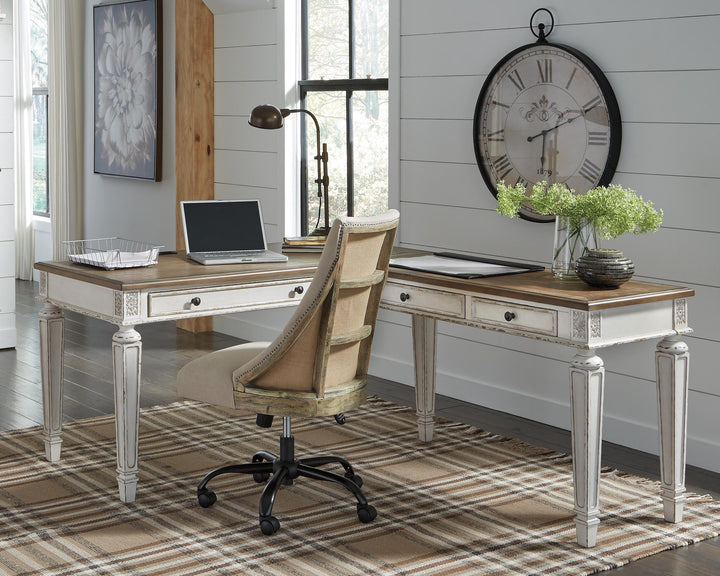 Realyn 2-Piece Home Office Desk - White/Brown (12)
