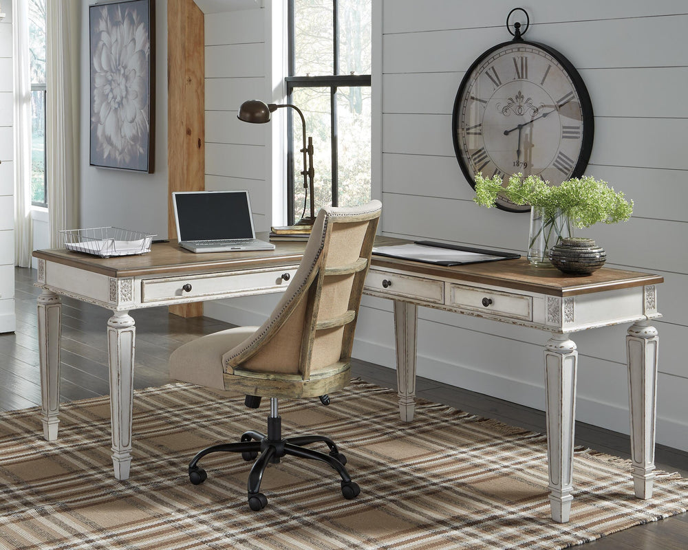 Realyn 2-Piece Home Office Desk - White/Brown (12)