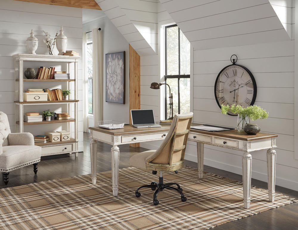 Realyn 2-Piece Home Office Desk - White/Brown (13)