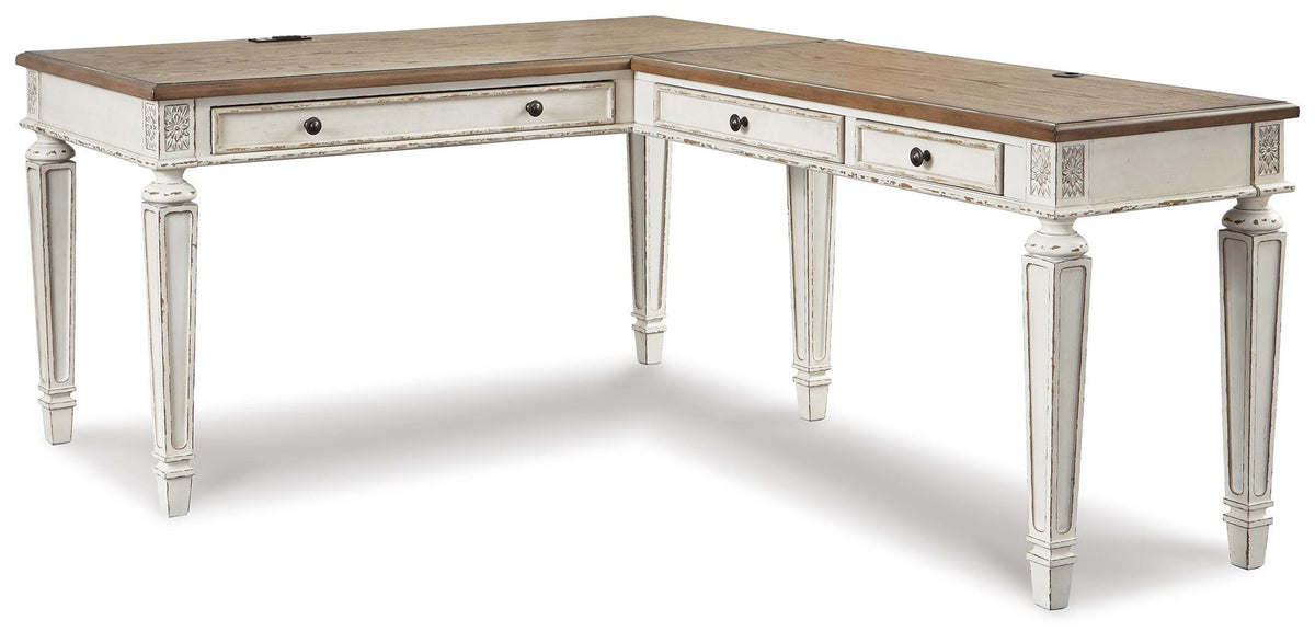 Realyn 2-Piece Home Office Desk - White/Brown (1)