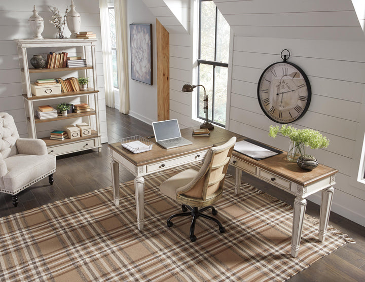 Realyn 2-Piece Home Office Desk - White/Brown (14)