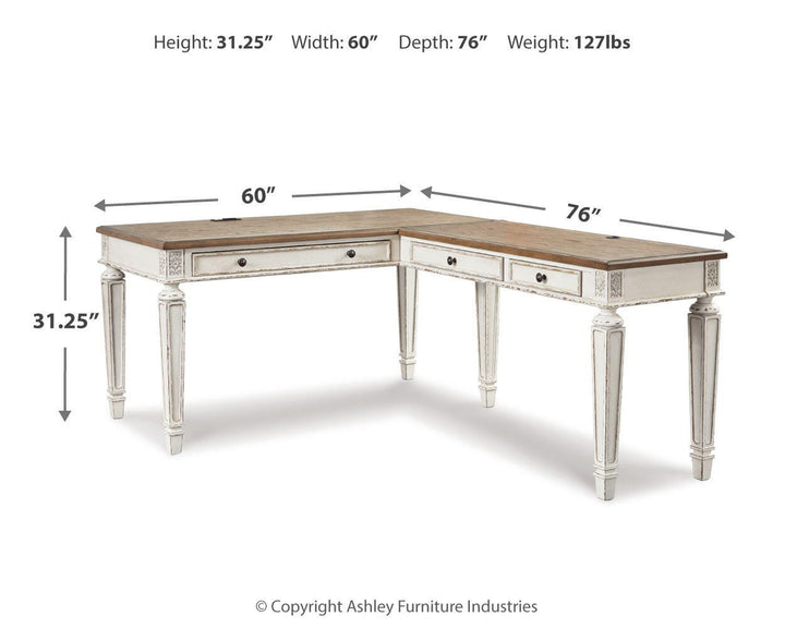 Realyn 2-Piece Home Office Desk - White/Brown (4)
