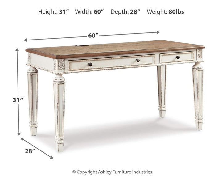 Realyn 60" Home Office Desk - Light Brown (4)