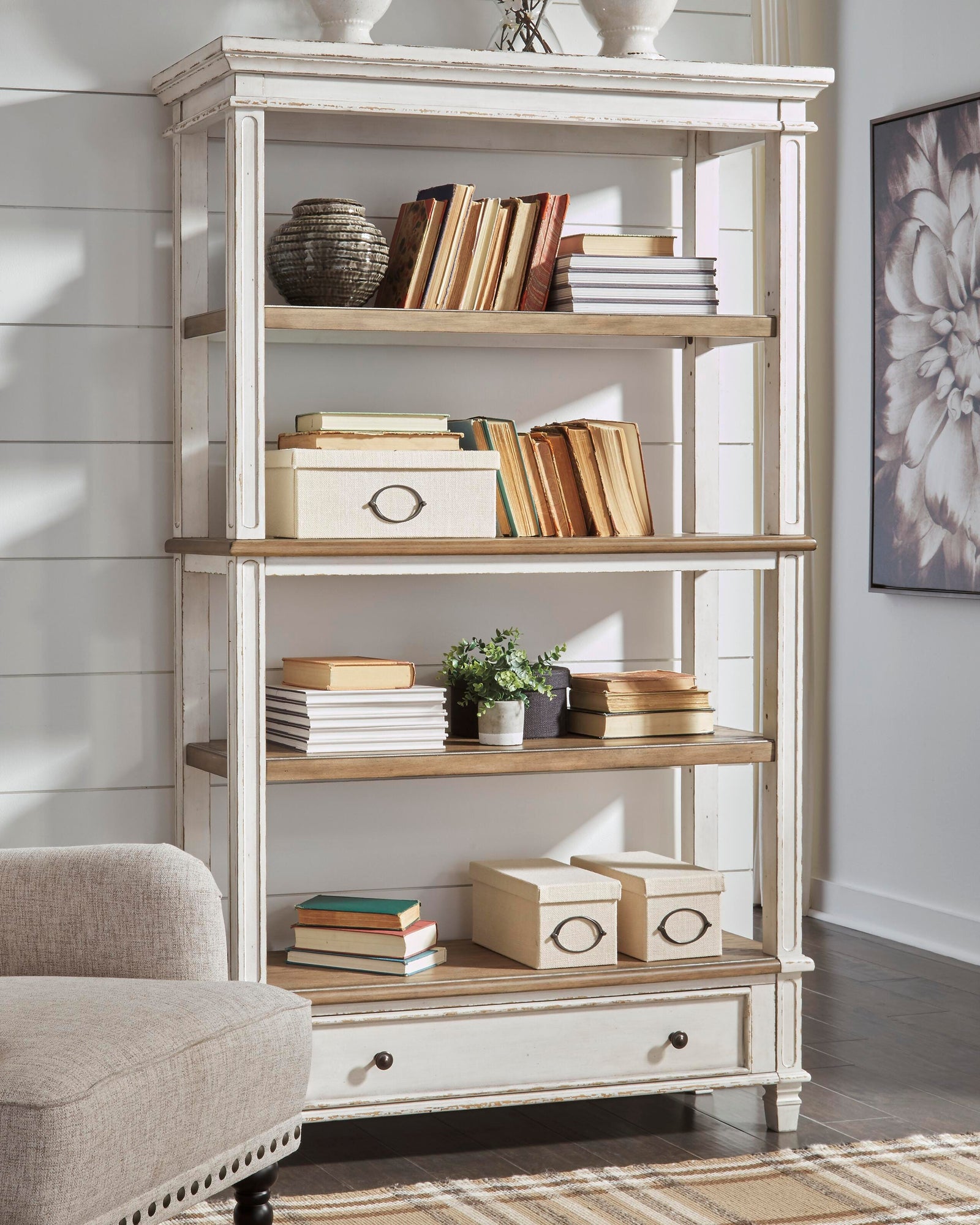 Realyn 75" Bookcase - White (2)