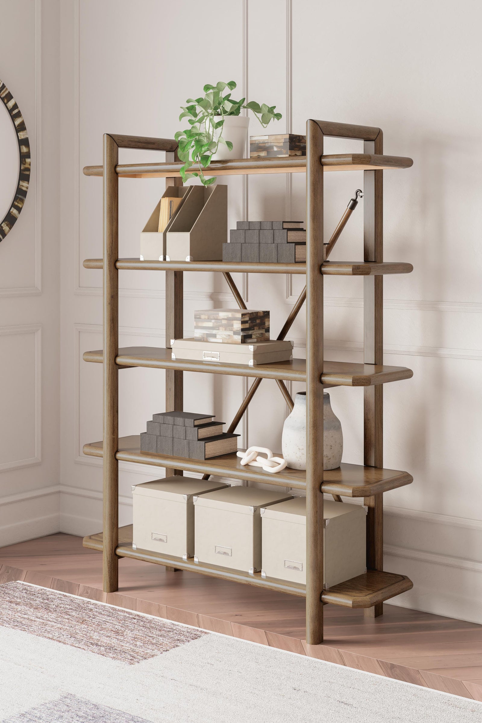 Roanhowe 71" Bookcase - Dark Brown (2)