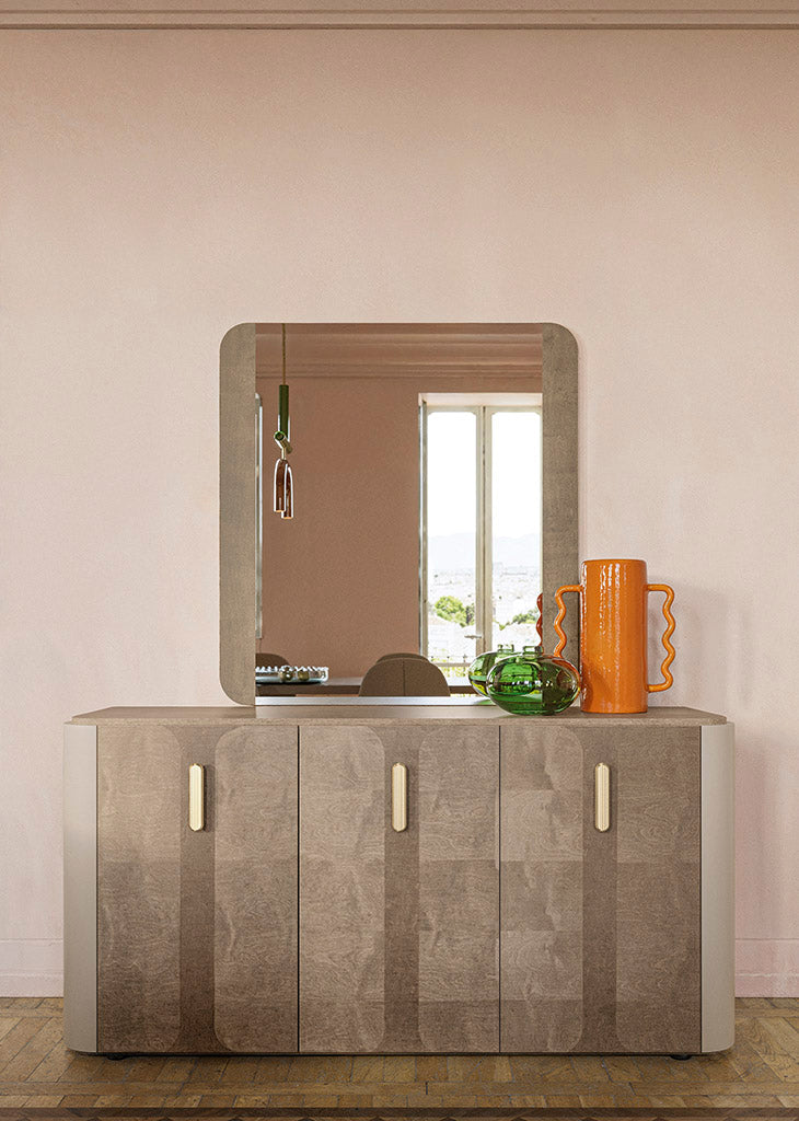 ALF Italia Hebe curio cabinet in matte umber and saddle birch