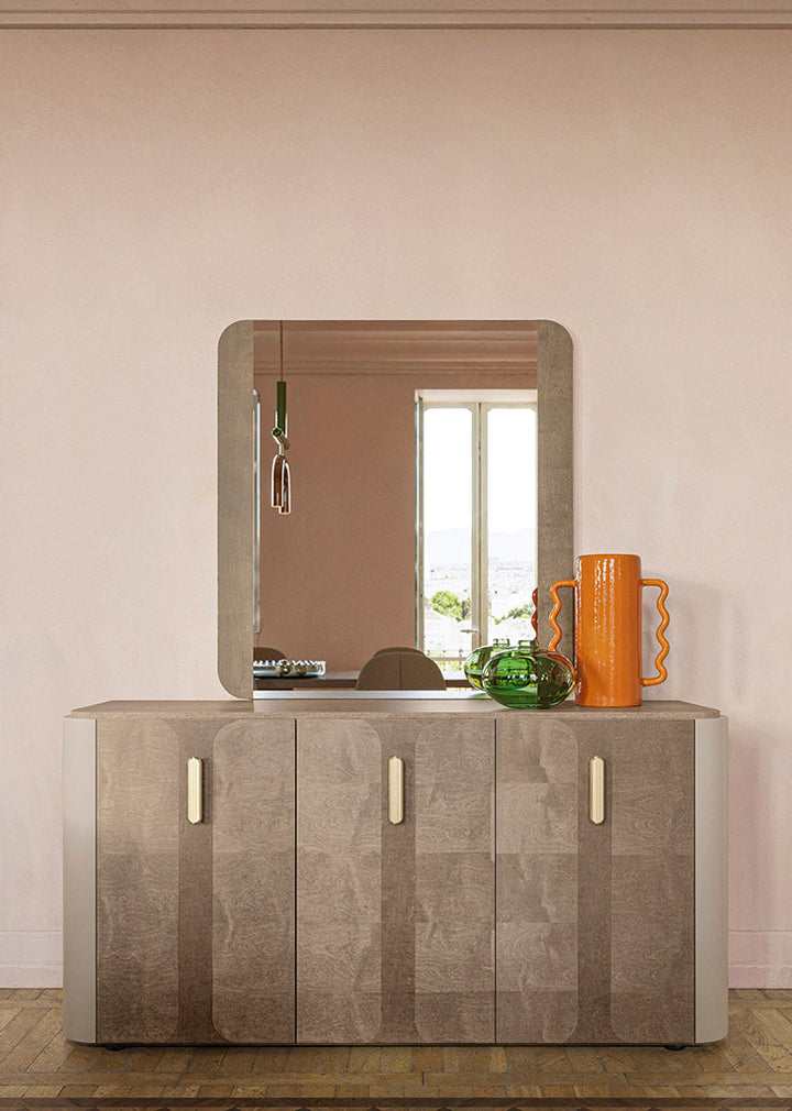 ALF Italia Hebe curio cabinet in matte umber and saddle birch
