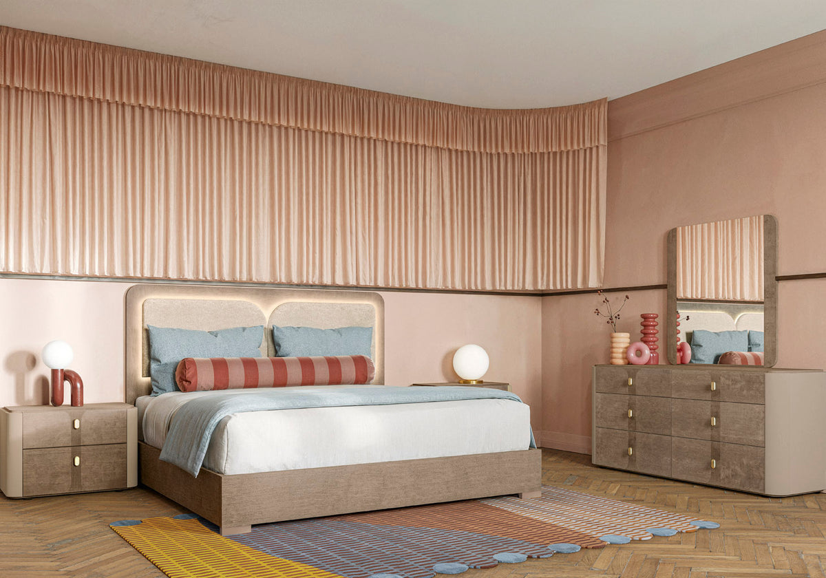 ALF Italia Hebe bed in matte umber and saddle birch
