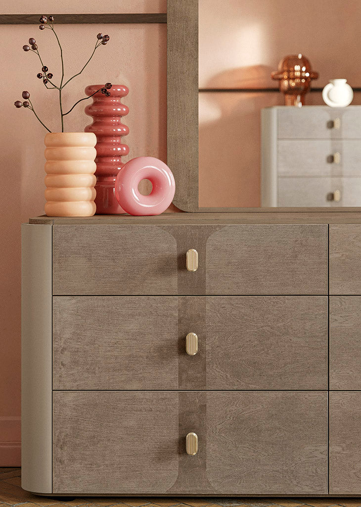 ALF Italia Hebe nightstand in matte umber and saddle birch