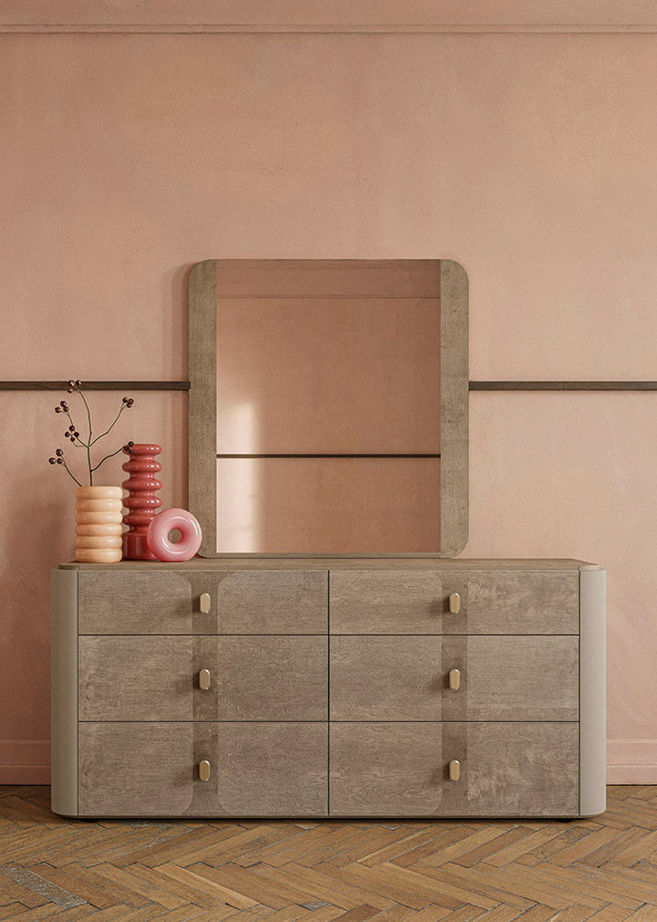ALF Italia Hebe mirror in matte umber and saddle birch
