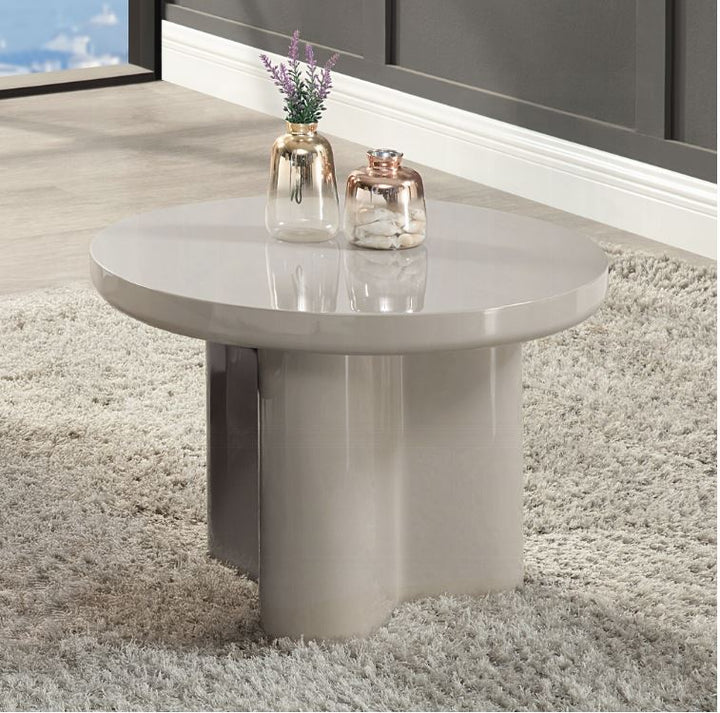 Joane End Table | Modern Light Gray High Gloss Accent Table