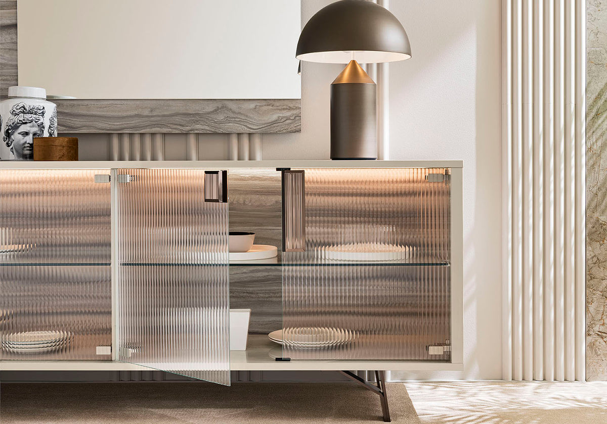 ALF Italia Jupiter fluted glass door buffet view 2