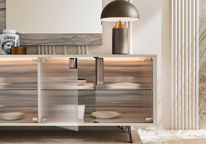 ALF Italia Jupiter fluted glass door buffet view 2