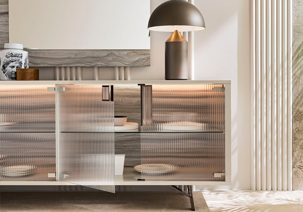 ALF Italia Jupiter fluted glass door buffet view 2