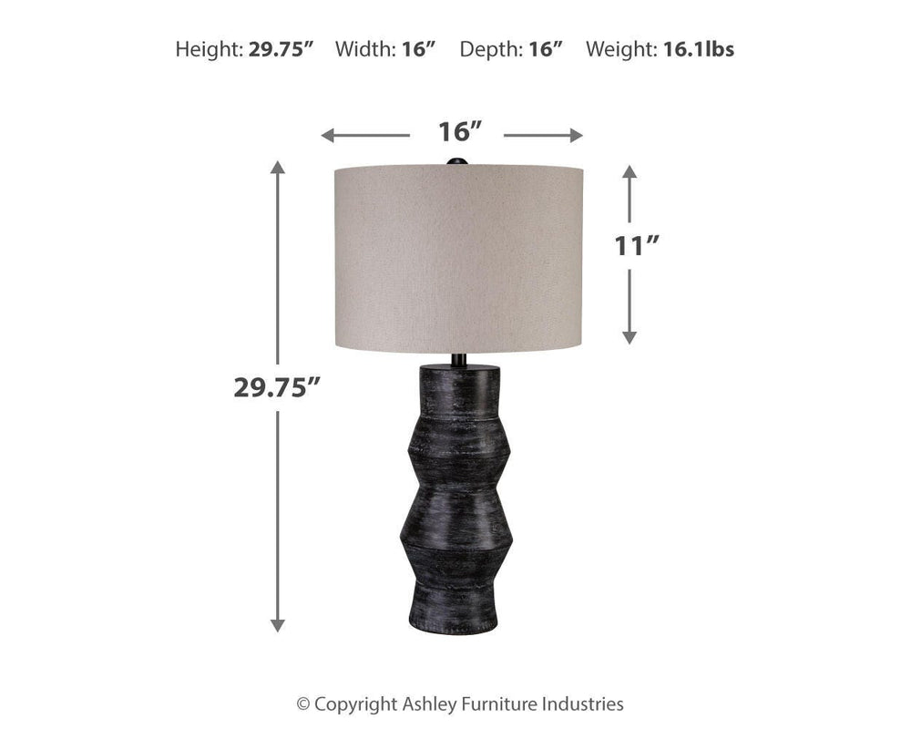 Kerbert 2-Piece Lamp Set - Distressed Black (4)