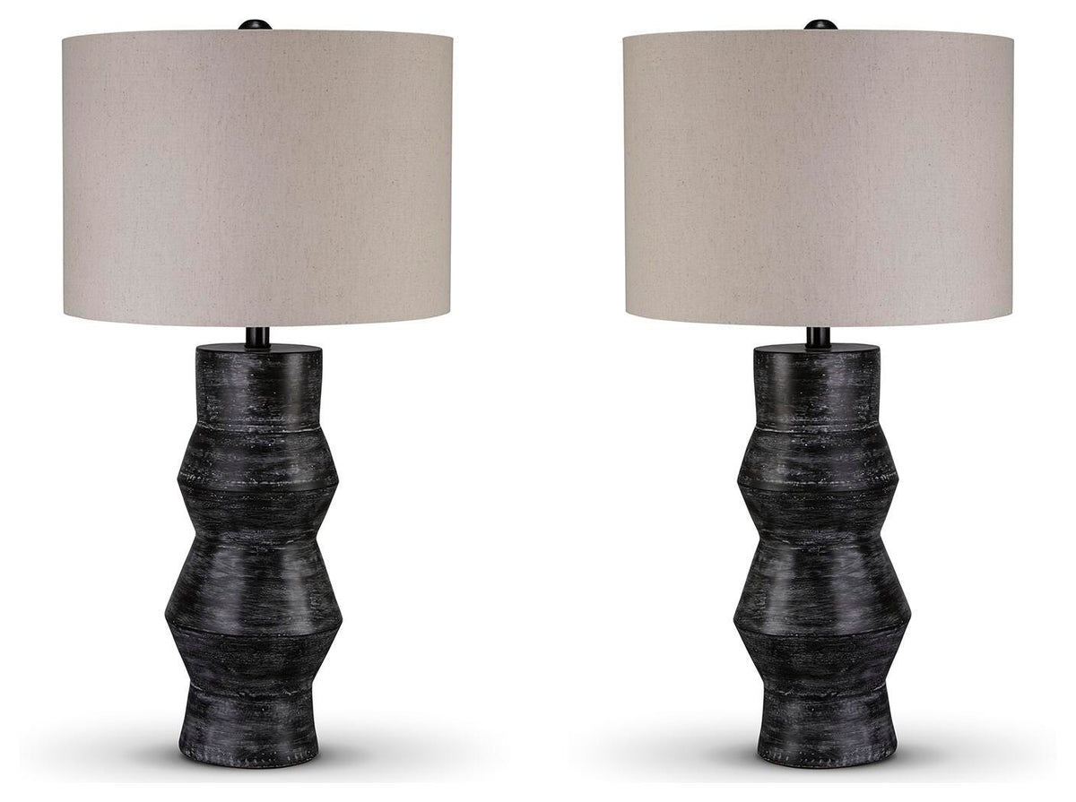 Kerbert 2-Piece Lamp Set - Distressed Black (2)