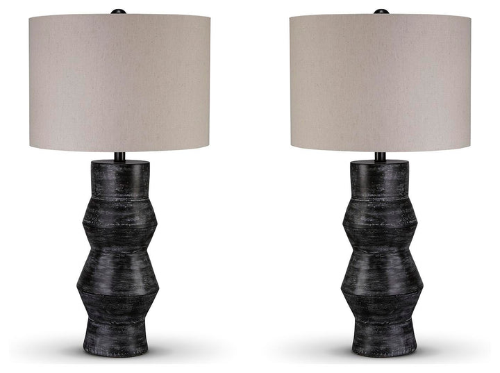 Kerbert 2-Piece Lamp Set - Distressed Black (2)