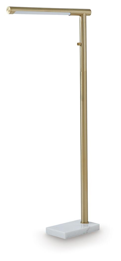 Santiford Floor Lamp - Gold Finish/White (1)