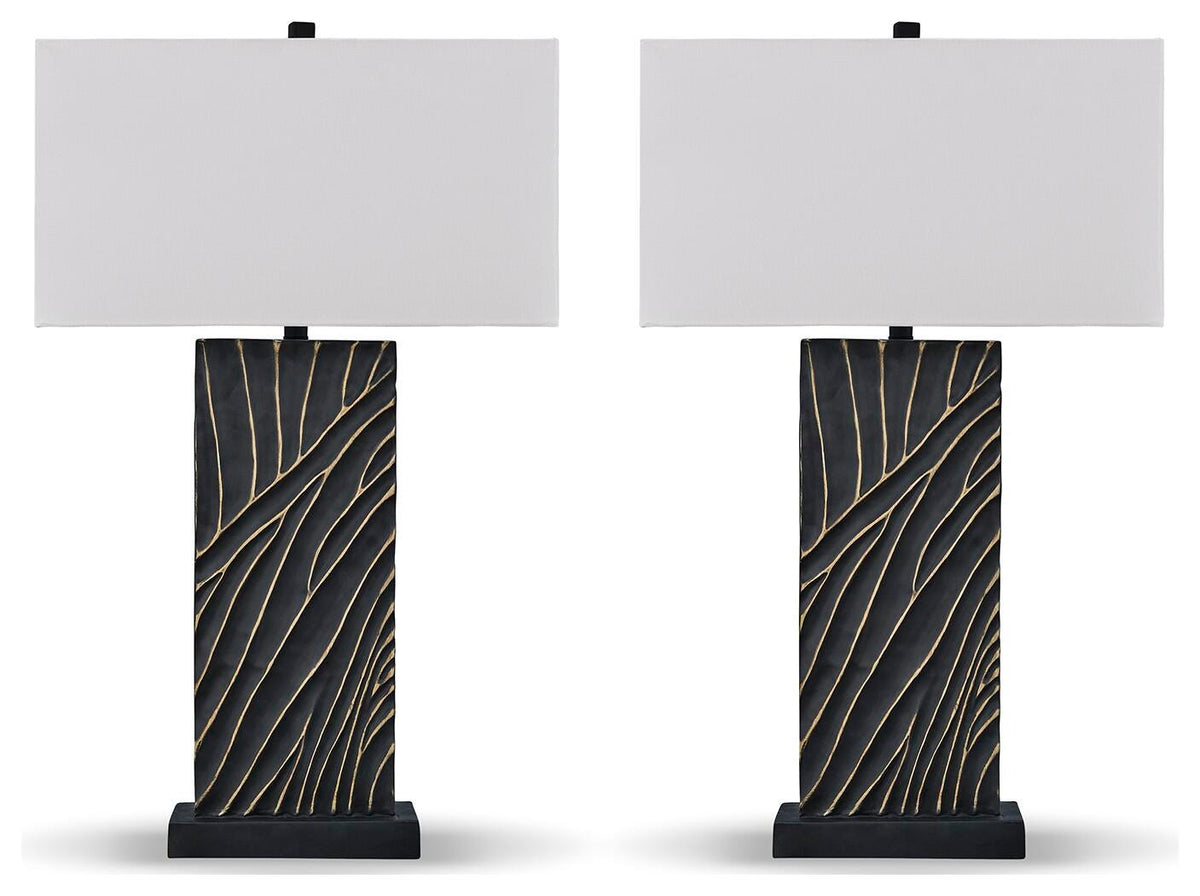 Bartlen 2-Piece Lamp Set - Black/Gold Finish (2)
