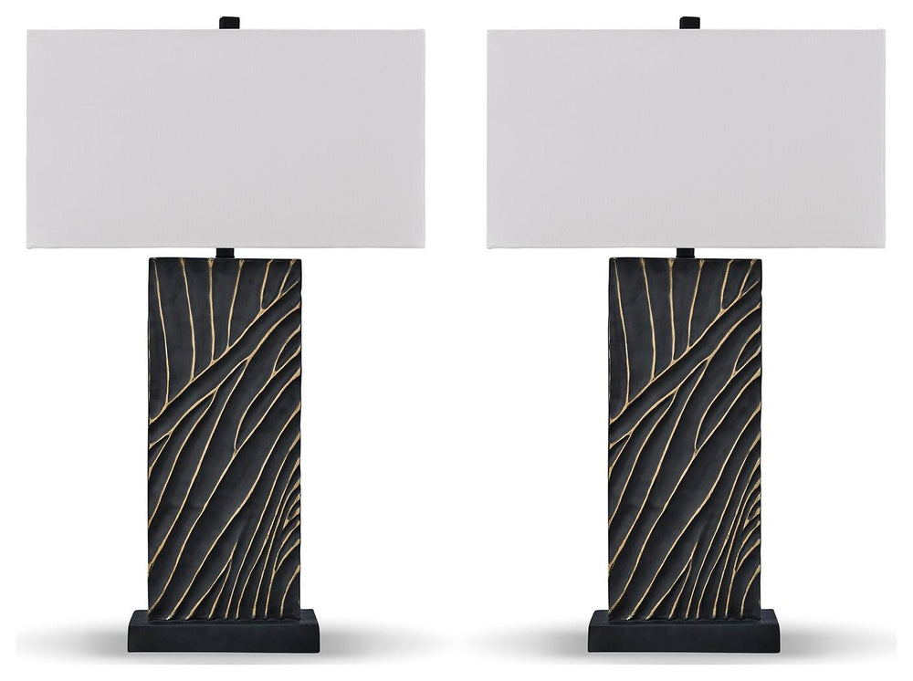 Bartlen 2-Piece Lamp Set - Black/Gold Finish (2)