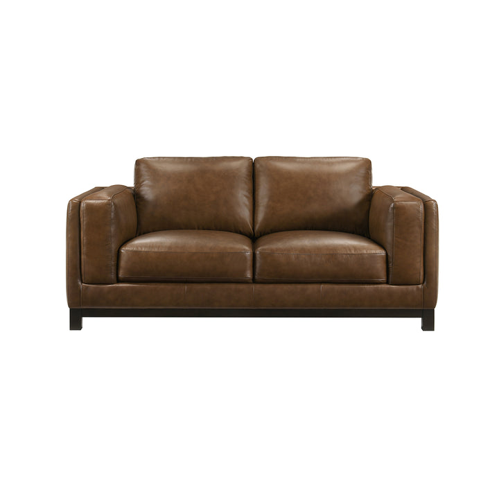 Sayer Leather Loveseat-Brown