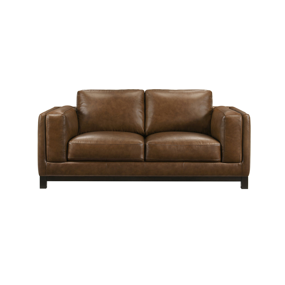 Sayer Leather Loveseat-Brown
