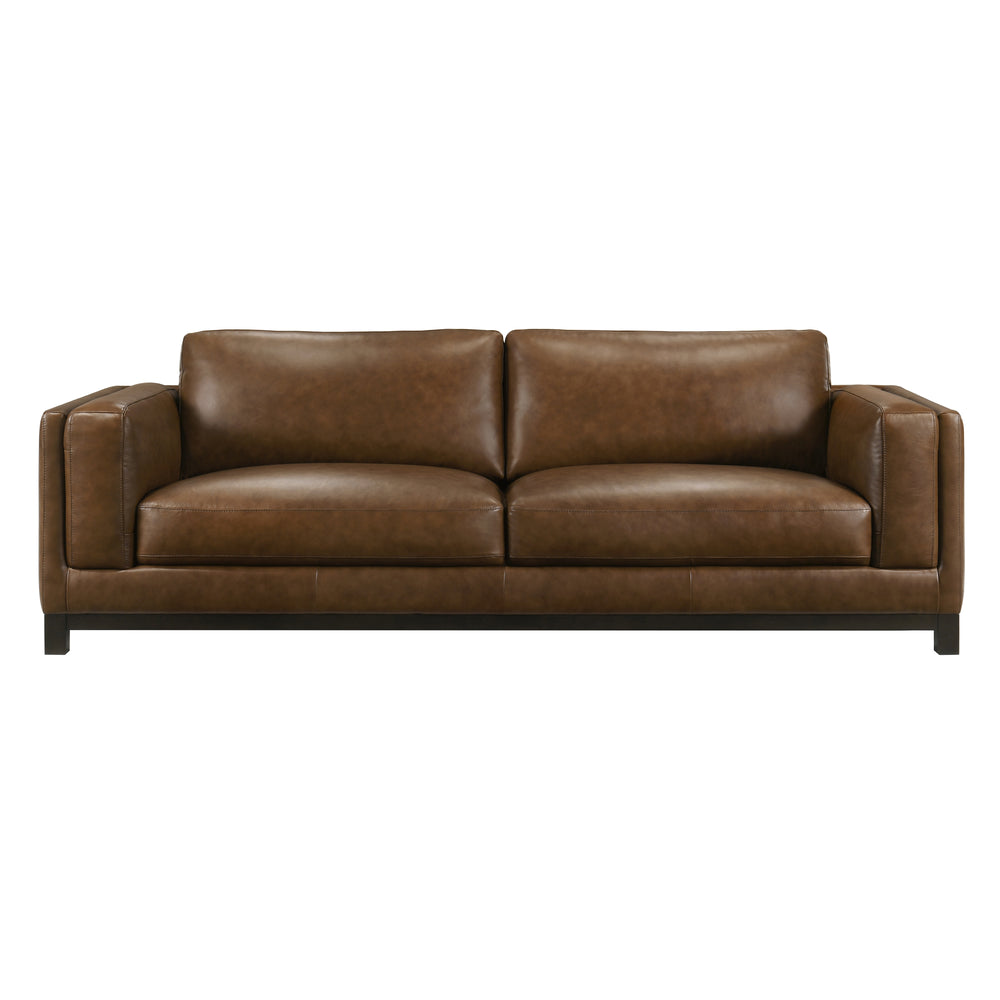 Sayer Leather Sofa-Brown