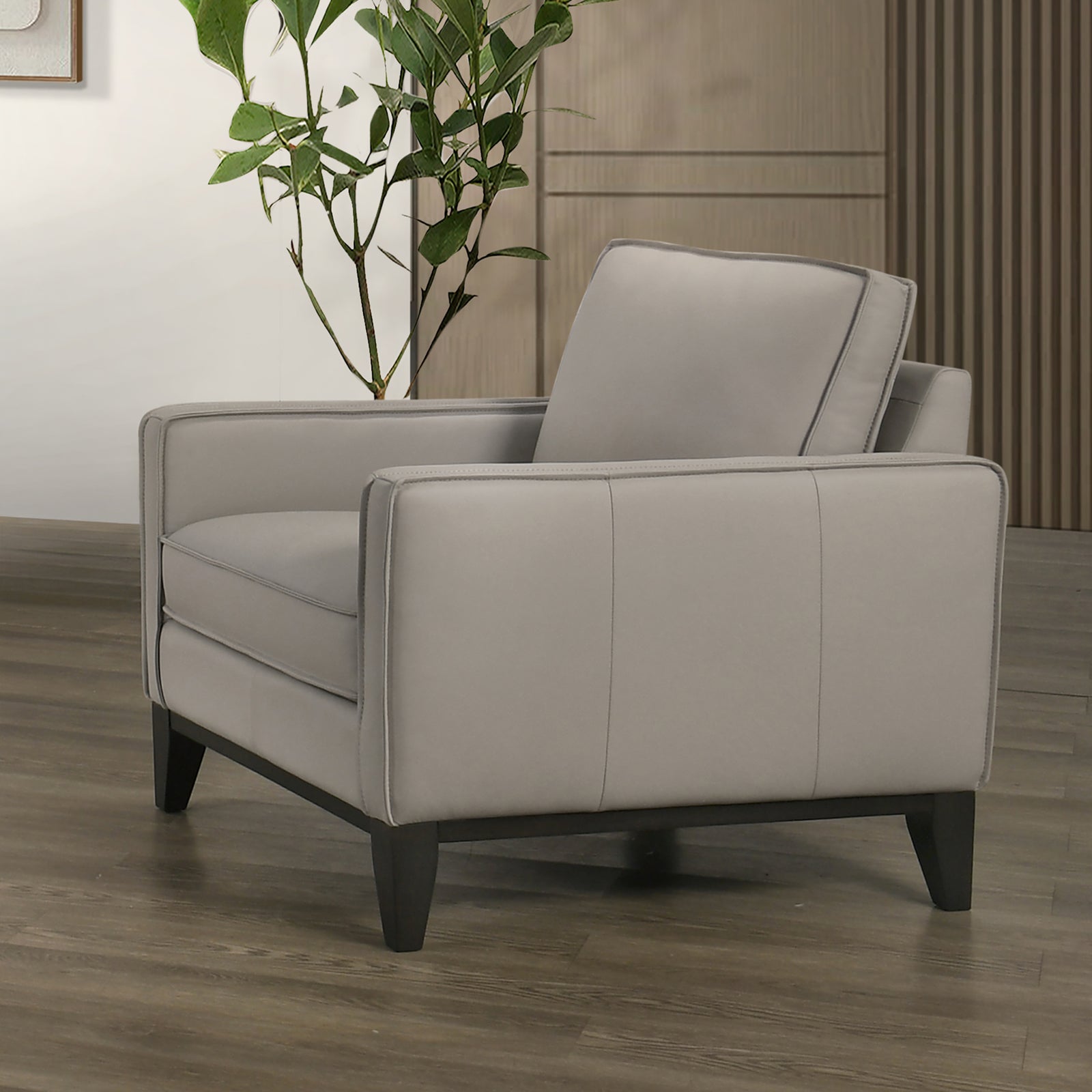 Aaron Leather Chair-Mist Gray