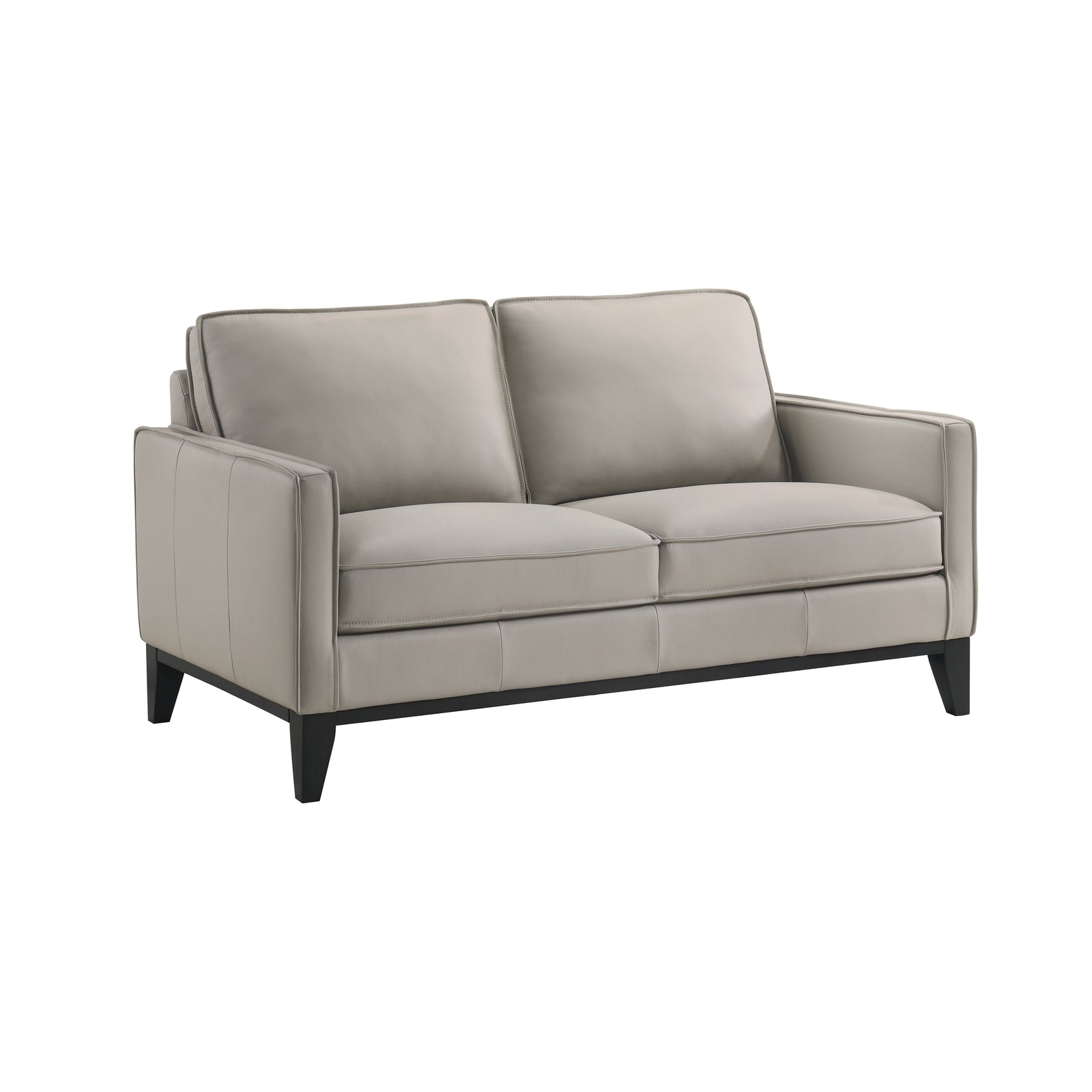 Aaron Leather Loveseat-Mist Gray