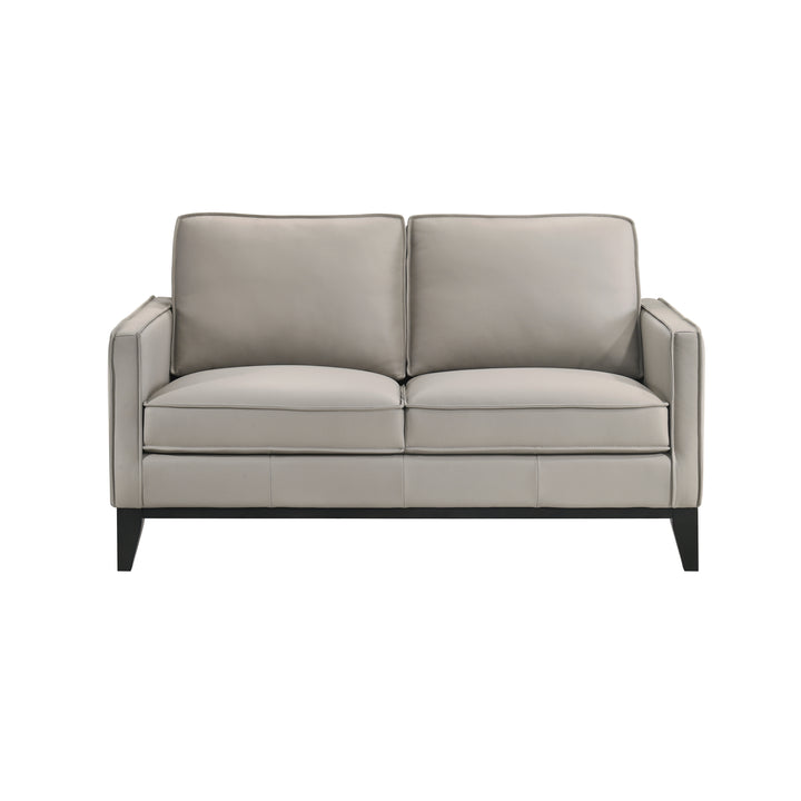 Aaron Leather Loveseat-Mist Gray