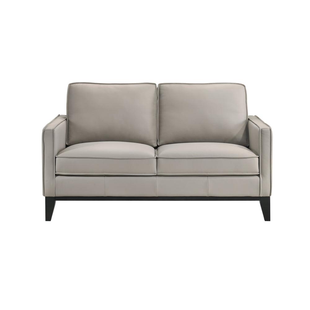 Aaron Leather Loveseat-Mist Gray