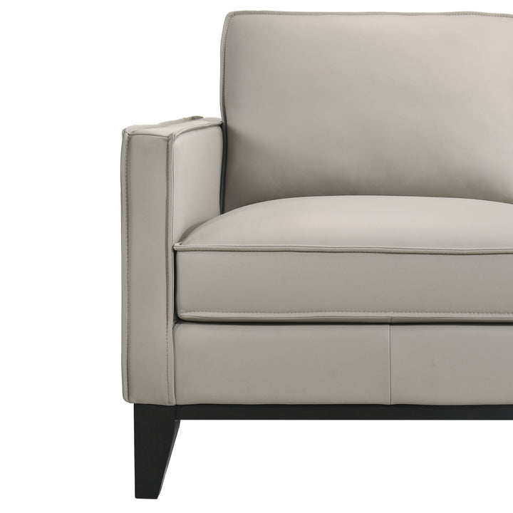 Aaron Leather Loveseat-Mist Gray