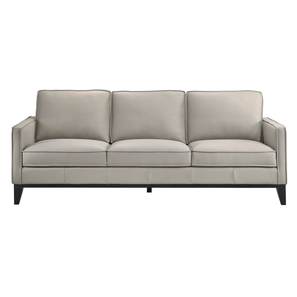Aaron Leather Sofa-Mist Gray