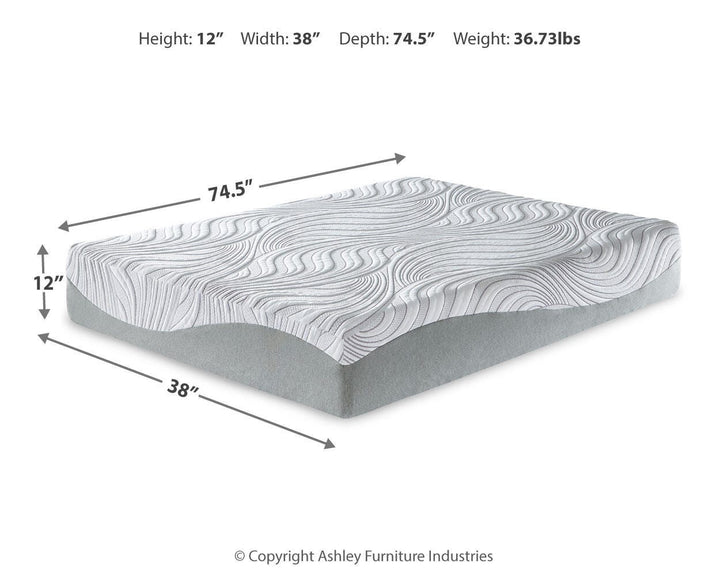 12 Inch Memory Foam Twin Mattress - White (5)
