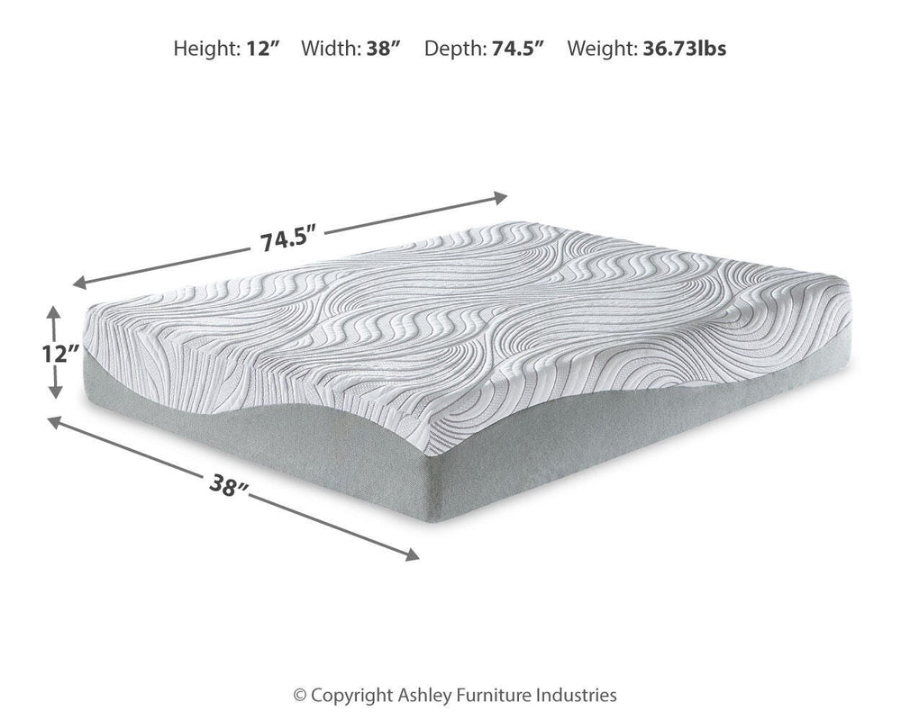 12 Inch Memory Foam Twin Mattress - White (5)