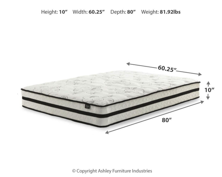 Chime 10 Inch Hybrid 10 Inch Queen Mattress and Pillow - White (8)