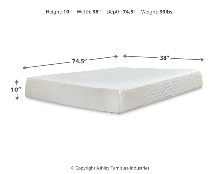 10 Inch Chime Memory Foam Twin Mattress in a Box - White (3)